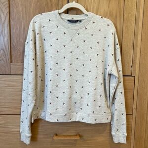 Vineyard Vines Fleece Crewneck Sweatshirt Oatmeal Holly Print Size Small Cozy